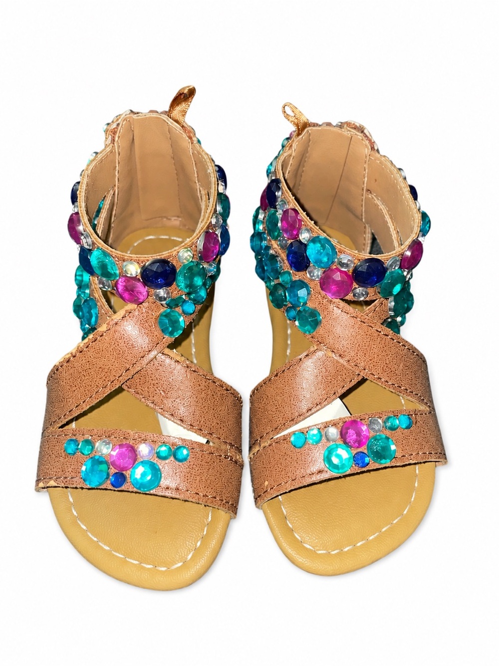 NWOT • Kids Brown Jewel-Strap Sandals from Joe Fresh